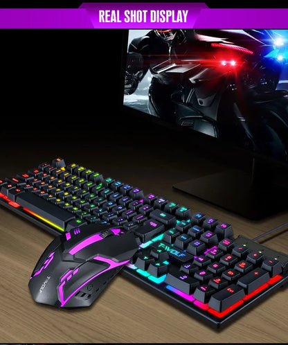 Spanish Keyboard with Spanish Layout Russian Arabic Keyboard Mouse Kit 100% Keyboard ISO Color Backlight Wired Gaming Office T20