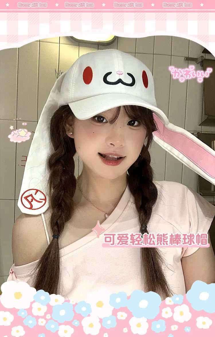 2025 NEW CUTE Long Rabbit Ear Hat Y2K Style Denim Blue Baseball Cap Fashion Hip-Pop Cap Couple Birthday Gifts