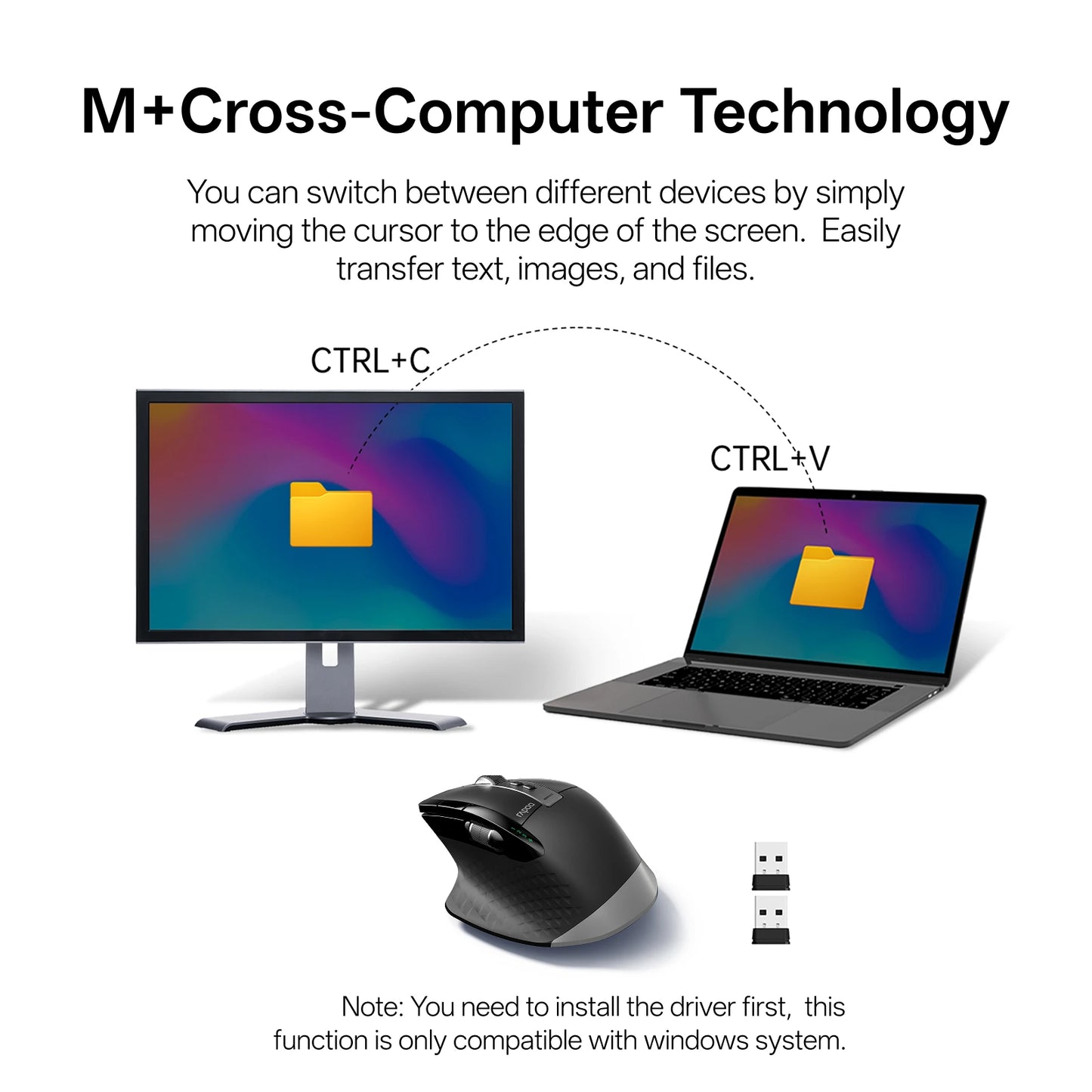 Rapoo New MT710L kabellose, wiederaufladbare Multi-Mode-Bluetooth-Maus, ergonomisch, 4000 DPI, unterstützt bis zu 4 Geräte, Büromaus