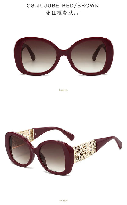 Hot Designer Fashion Women's Sunglasses Premium Retro Sunglasses Large Frame Metal Toad Glasses