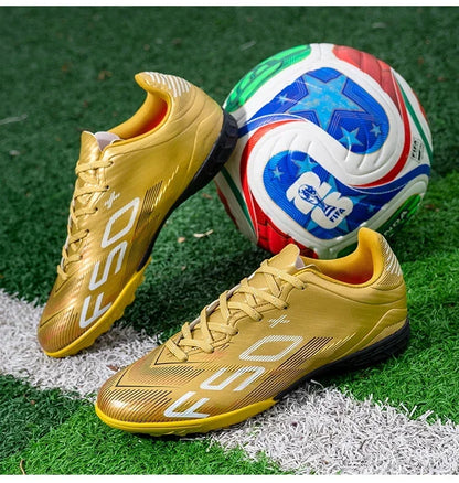 Nouvelles chaussures de football pour hommes, chaussures d'entraînement, baskets de match, chaussures de football pour terrain en herbe, chaussures de sport professionnelles antidérapantes, ultra-légères, unisexes.