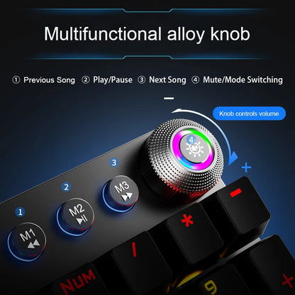 AULA F2088 Mechanical Keyboard Wired Gaming Keyboard Multi-Function Knob 104 Keys Magic Backlit Keyboard Macro Programming Compu