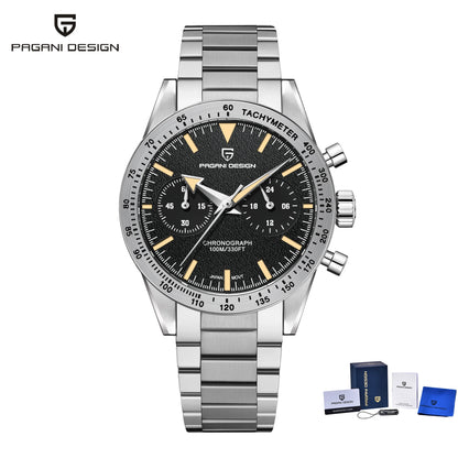 PAGANI DESIGN 2024 New Wide Arrow Moon Men's Watches Luxury Quartz Watch For Men Sport Retro Chronograph VK64 AR Sapphire Glass