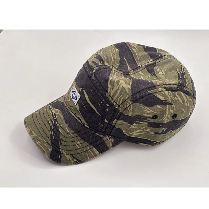 Workwear Style Camo Short Brim Baseball Cap for Men Women, Trendy Unisex Outdoor Sun Protection Peak Hat