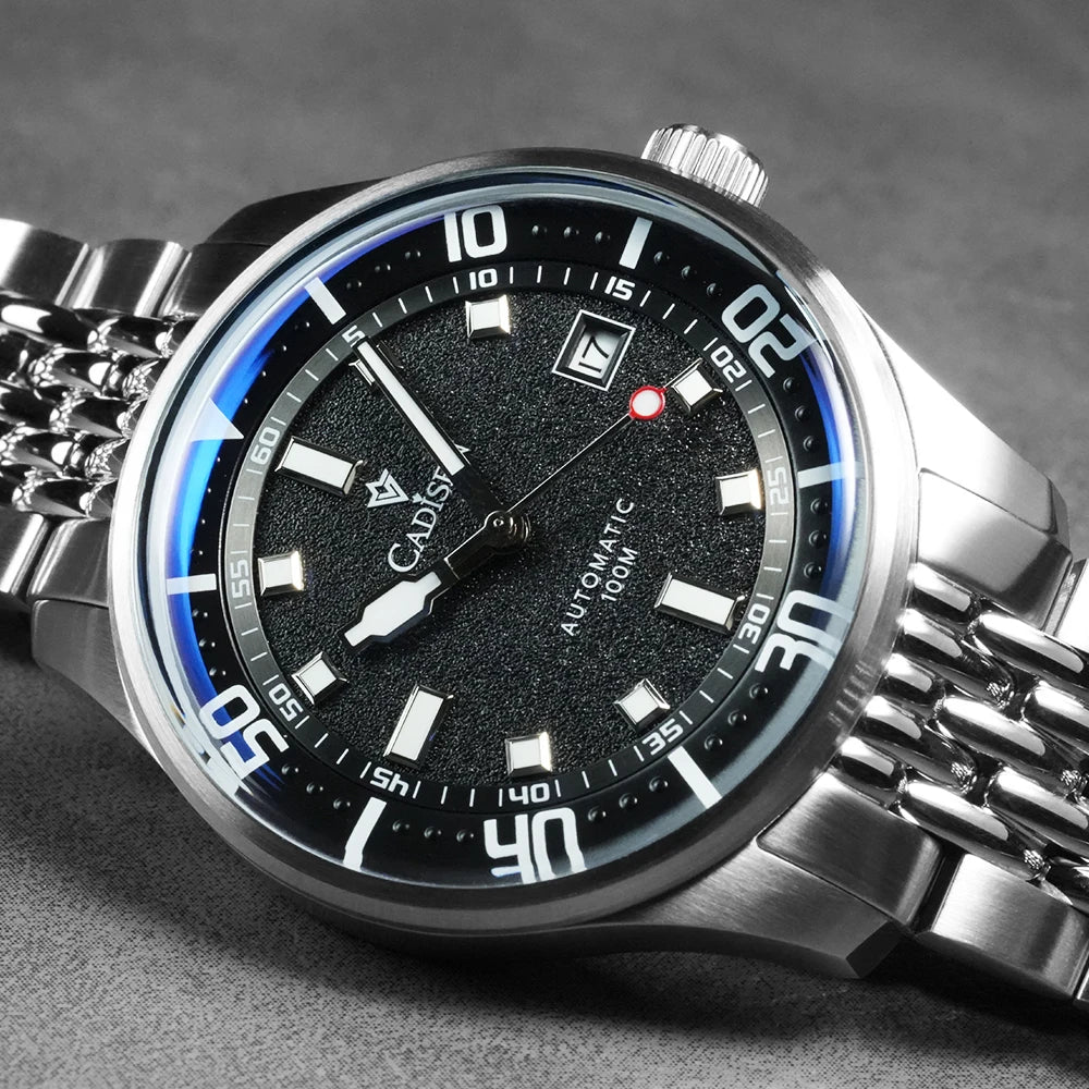 CADISEN Automatic Mechanical Watch Man Silver Business Casual Waterproof Watch Japan MIYOTA 8215 Movement Domed Glass Mens Watch