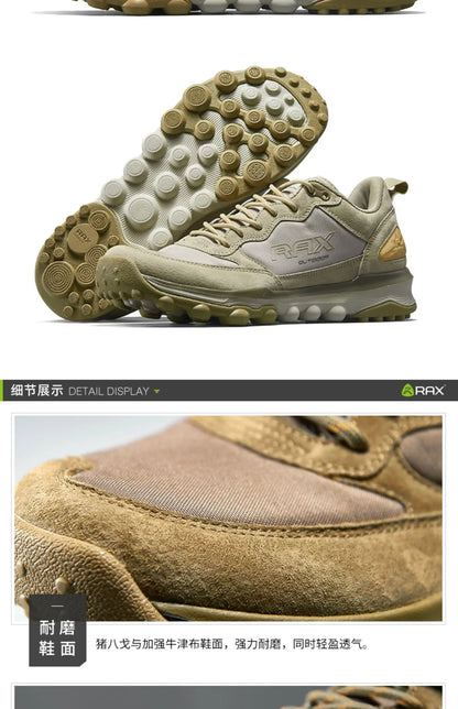 Rax Cowhide Hiking Shoes Men Outdoor Mountain Antiskid Climbing Sneakers Warm Lightweight Trekking Boots Sports Casual Shoes