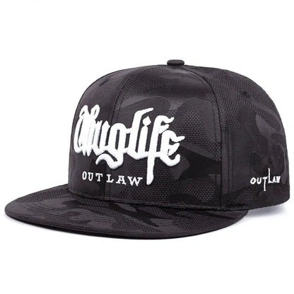 2025 Fashion Personalized New Flat brimmed Hat Riot LIFE Embroidered Street Hip Hop Hat Sunshade Decoration Baseball Hat Unisex