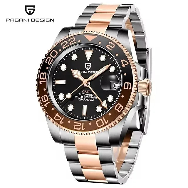 2026 Nuevo reloj mecánico de lujo para hombre PAGANI DESIGN, acero inoxidable, GMT, marca líder, cristal de zafiro, reloj para hombre