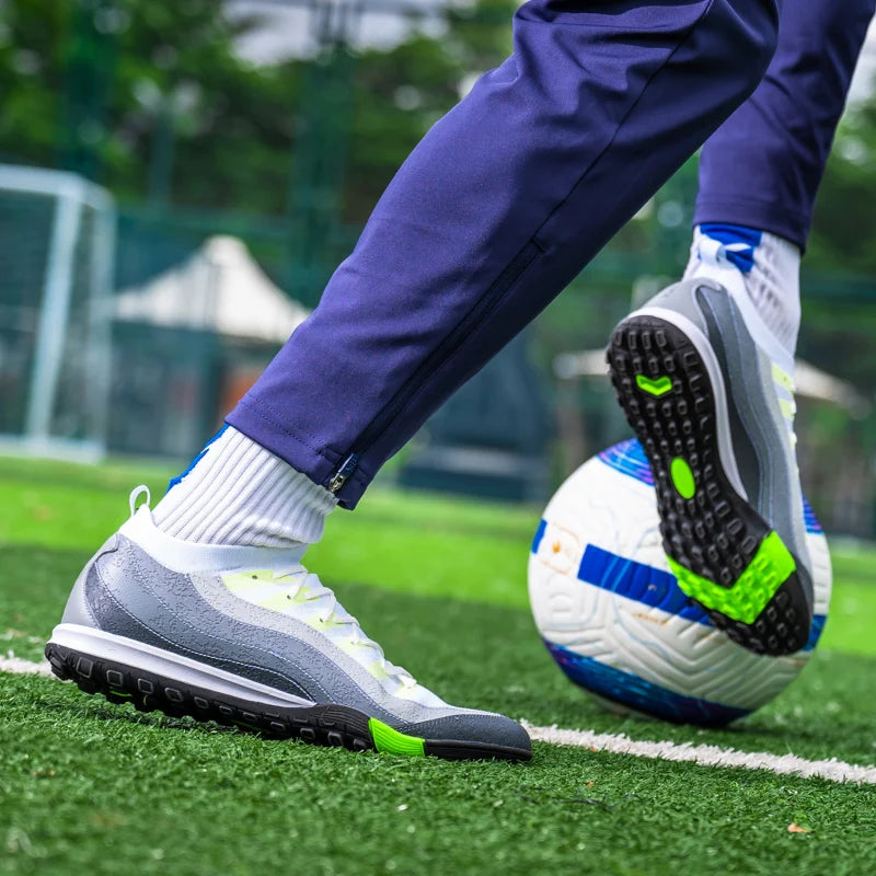 Chaussures de Football de sport pour hommes Fg/Ag, ongles longs, prairie artificielle pour adultes, chaussures spécifiques à l'entraînement durables, chaussures hautes antidérapantes