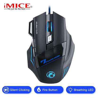 IMICE X7 Optical Gaming Mouse, Wired RGB Gaming Mouse with Adjustable DPI, Ergonomic Anti-Slip USB Gaming Mouse for PC, Laptop & Desktop