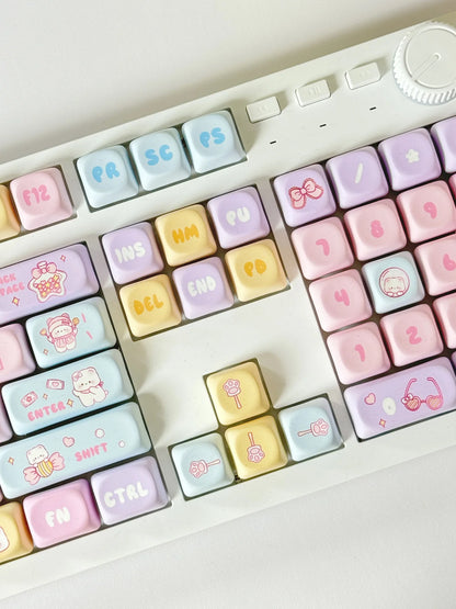 MOA Keycaps PBT Cute Candy Bear 131 Keys Small Full Set for 60/64/84/98/108 Gaming Mechanical Keyboard MX Switch