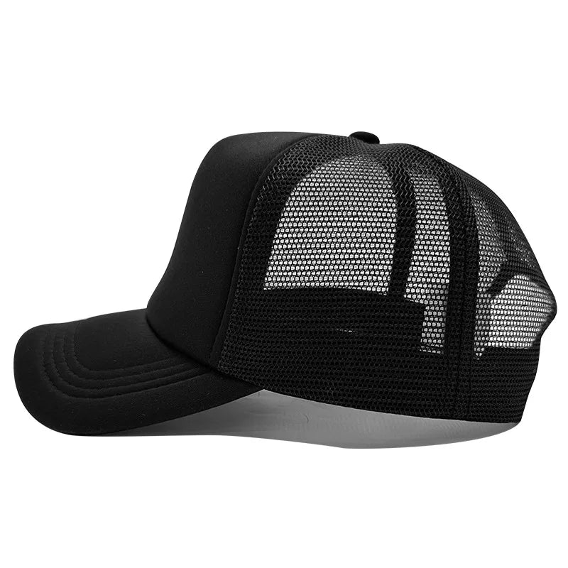 Sponge Mesh Baseball Cap - Unisex Solid Color Trucker Hat Adjustable UV Protection Fashion Breathable Snapback Sun Hat