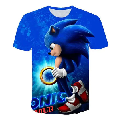 2026 Anime Cartoon Sonic The Hedgehog 3D Printed Casual Fast Drying Breathable Comfortable Parent Child Short Sleeve T-shirt