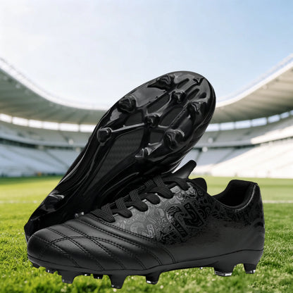 Chaussures de football AG FG pour hommes, tige en PU souple, structure de crampons renforcée, pour adultes, pour les matchs et entraînements de football en plein air sur pelouse.