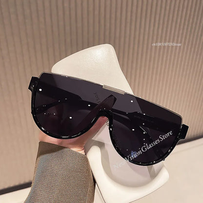2025 New Design Monoblock Semi-round Sunglasses Designer Half Frame Goggle Shades Outdoor Oversized Sun Glasses for Women & Men