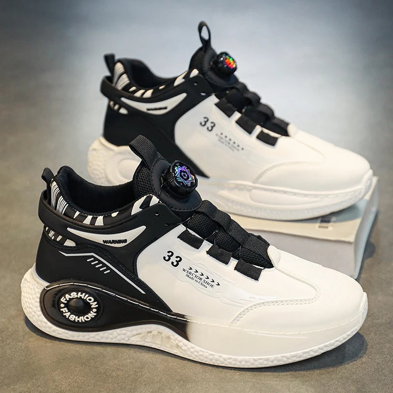 Herren-Sneaker mit drehbarer Schnalle – bequeme, rutschfeste Schnürschuhe für Outdoor-Aktivitäten