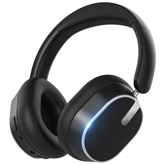 Casque à réduction de bruit active, casque sans fil Bluetooth 6.0 supra-auriculaire ANC, audio haute résolution, autonomie de 50 heures, basses profondes