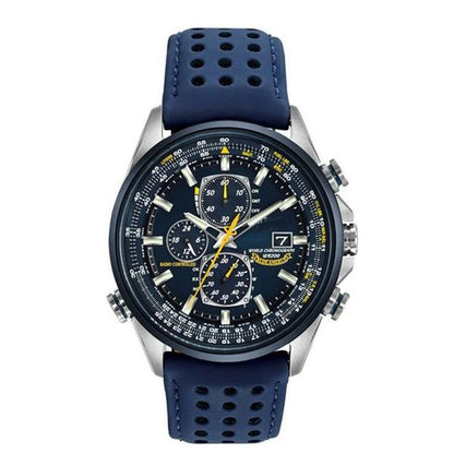 New Men's Ecological Driven Sports Luxury World Chronograph Atomic Chronograph Stainless Steel Blue Dial Christmas Gift