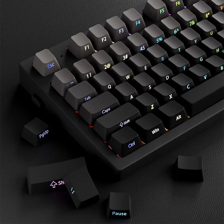 OEM Profile Gradient Side Printed Shine Through Keycaps PBT Double Shot Keycap For Mechanical Gamer Keyboard Black Gray Key Caps
