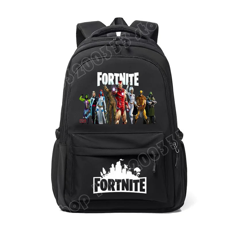 Fortnite-Kinderrucksack, tragbar, mit großem Fassungsvermögen, Schulranzen für Schüler, Schultertasche mit Cartoon-Print, Schulzubehör für Jungen, Geschenk
