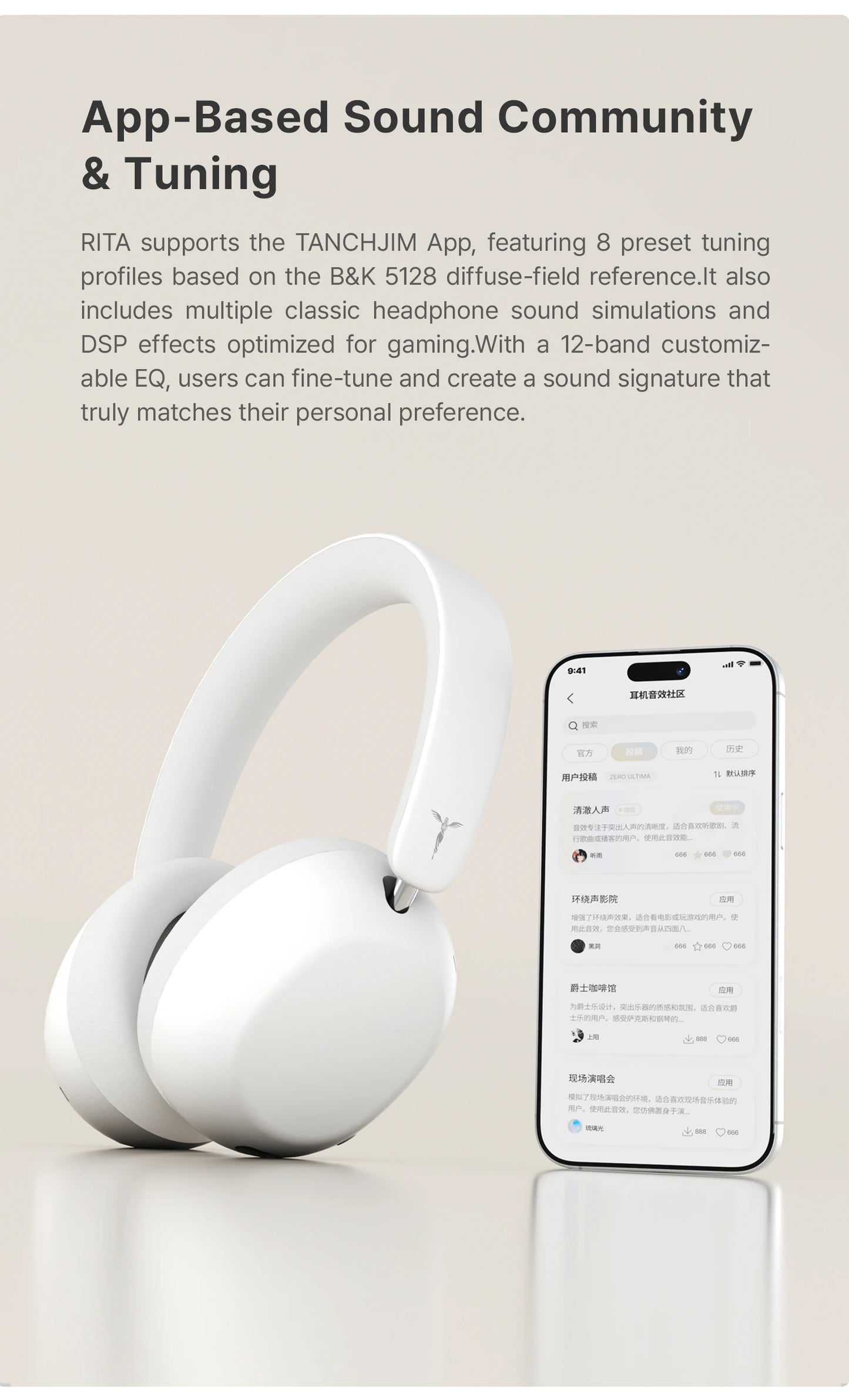 TANCHJIM RITA HiFi Bluetooth Headset Wireless & Wired ANC Headphones, Bluetooth 6.0 LDAC Over-Ear Headphones with 40mm Dynamic Driver, Gaming Headset with ENC & 3.5mm Audio Cable
