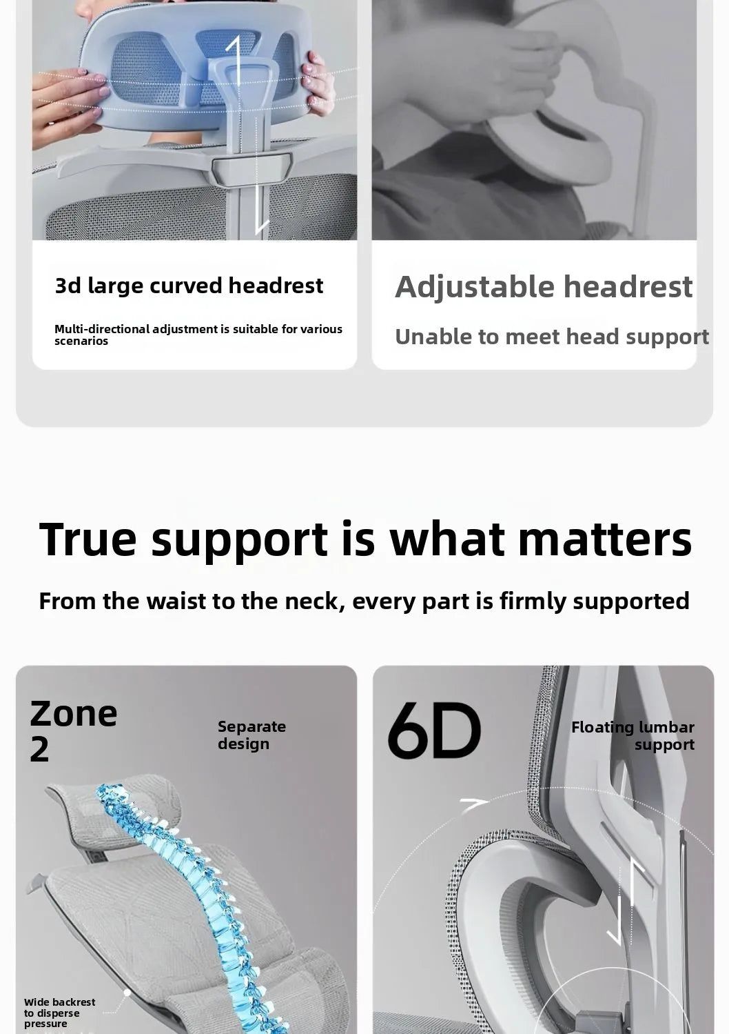 Sedia da ufficio ergonomica in rete con supporto lombare 6D, sedia da computer con schienale alto, sedia da scrivania reclinabile regolabile con poggiapiedi