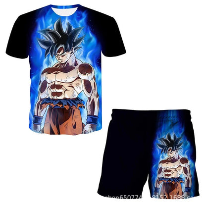 2026 Dragon Ball T-shirt Children's Top T-shirt Shorts Two Piece Set Summer Boys T-shirt+Shorts Set