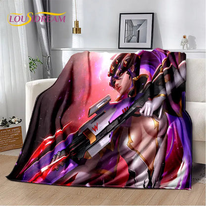 Overwatch Game Gamer D.Va Reaper Soft Plush Blanket, Flannel Blanket Throw Blanket for Living Room Bedroom Bed Sofa Picnic Kid 3D
