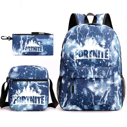 3Pcs Fortnite Gaming Backpack Set Lightweight Minimalist Laptop Schoolbag Pencil Case Lunch Bag Casual Travel Bag Holiday Gift