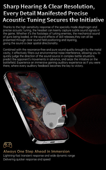 CCA Phoenix HiFi Earphones Dynamic Drive LCP Diaphragm Earphones Noise Cancelling Replaceable 2PIN Cable Gaming Wired Earphone