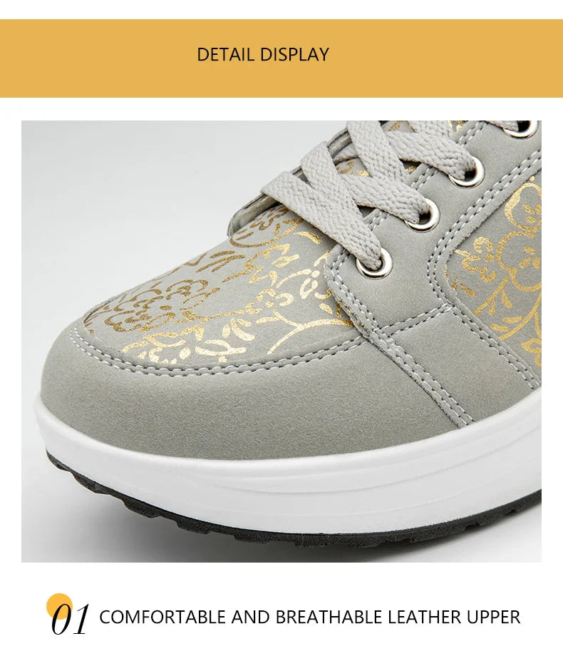 Læder-casualsneakers til kvinder, moderigtige og komfortable platform-vandresko, kilehæl-mokkasiner, åndbare loafers, Zapatos De Mujer