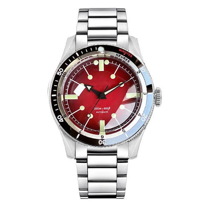 Tandorio Red Blue 40mm PT5000 Japan NH35A Mechanical Automatic Dive Men Watch 20ATM Waterproof Domed Sapphire Screw Crown Reloj