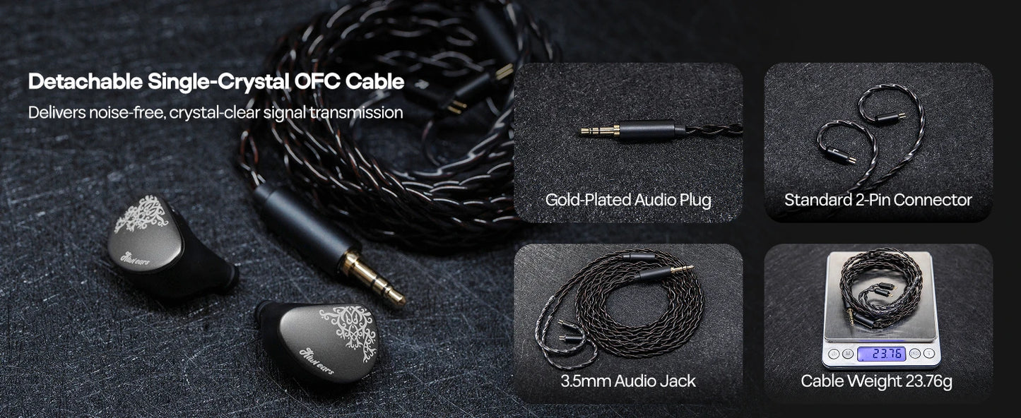 Auscultadores intra-auriculares HiFi Linsoul Kiwi Ears Cadenza II IEM com driver dinâmico de titânio de 10mm, KARS 2.0 e cabo amovível