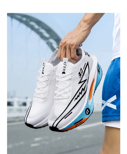 Zapatillas de running especializadas con placa de carbono para maratón, deportivas para hombre y mujer, transpirables, ligeras, cómodas y antideslizantes
