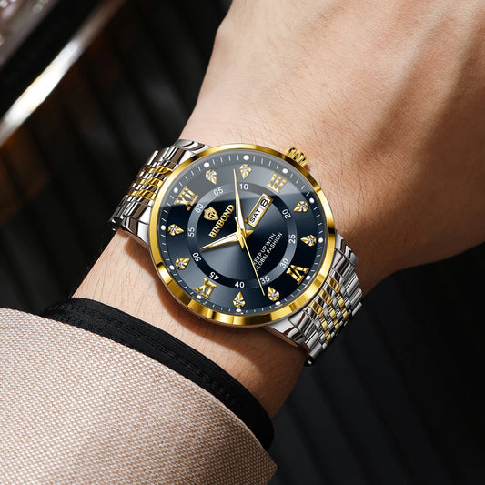 BINBOND luxury quartz wristwatch for men – Water-resistant, luminous, with day-of-the-week display – Business, sport, fashion and casual styles