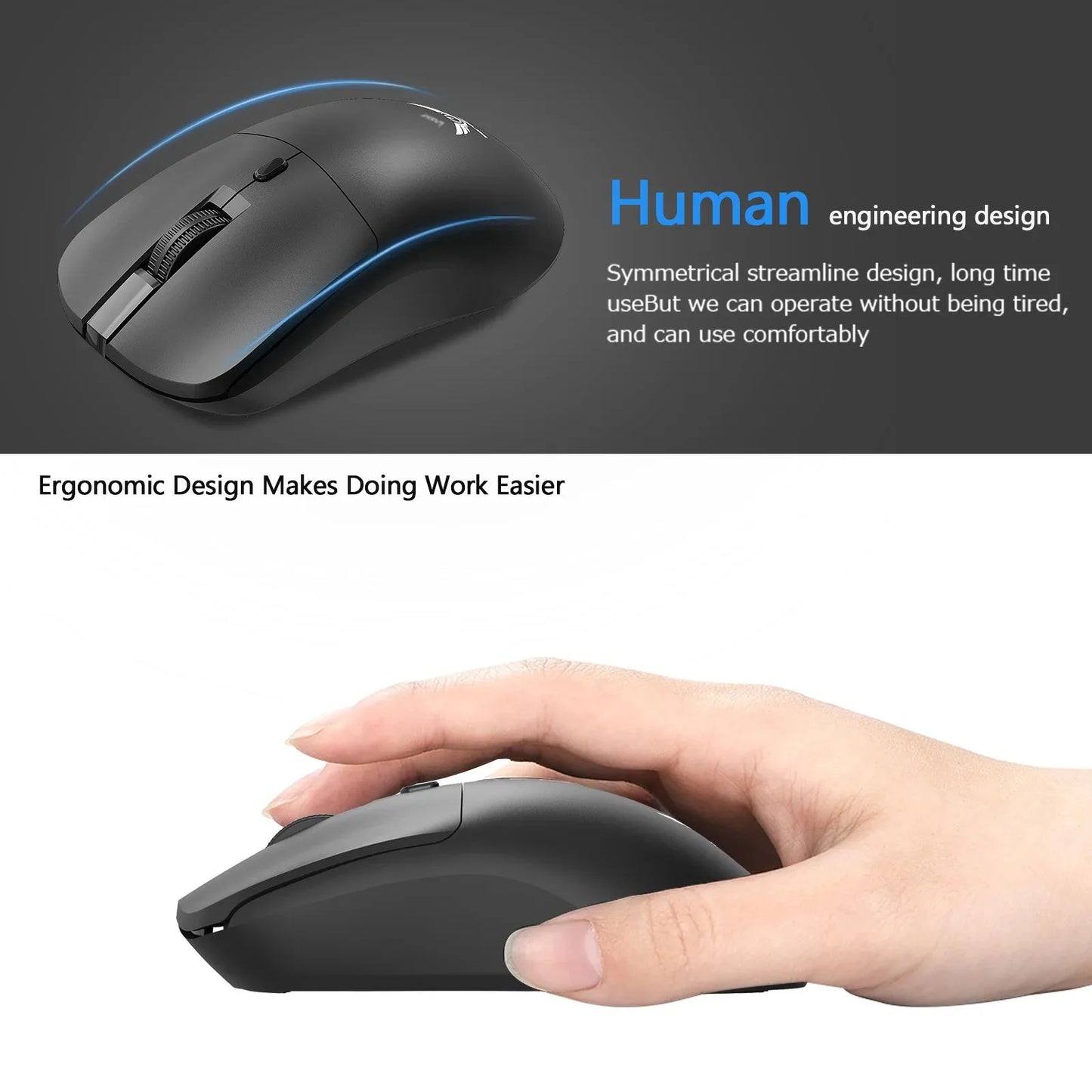 Brezžična miška 2.4G, ergonomska gaming miška, polnilna miška 800/1200/1600DPI za e-šport, pisarno, namizne računalnike in prenosnike