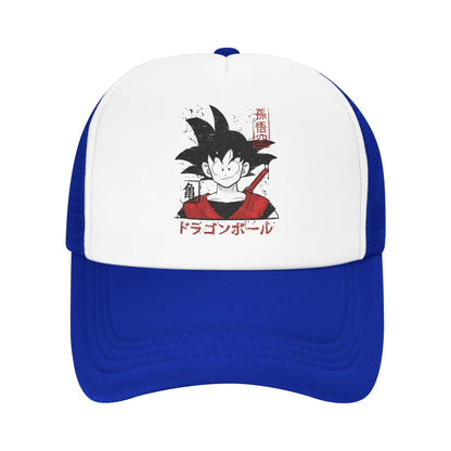 Japońska czapka z daszkiem Goku z serii Dragon Ball Z z siateczką – unisex, modne czapki przeciwsłoneczne, czapki typu snapback, czapki wędkarskie, zimowe czapki typu trucker