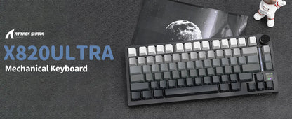 ATTACK SHARK X820 Ultra Wireless Mechanical Keyboard with TFT Smart Display & Knob, 75% Hot Swappable, BT/2.4G/Wired, Gift Switch