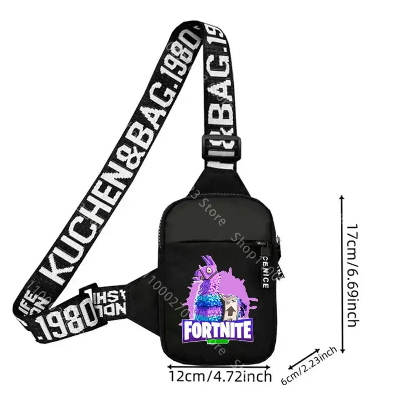 Lekka, sportowo-casualowa torba na ramię dla dorosłych Fortnites, mini torba na telefon z nadrukiem postaci z gry, męska torba crossbody na klatkę piersiową, prezent