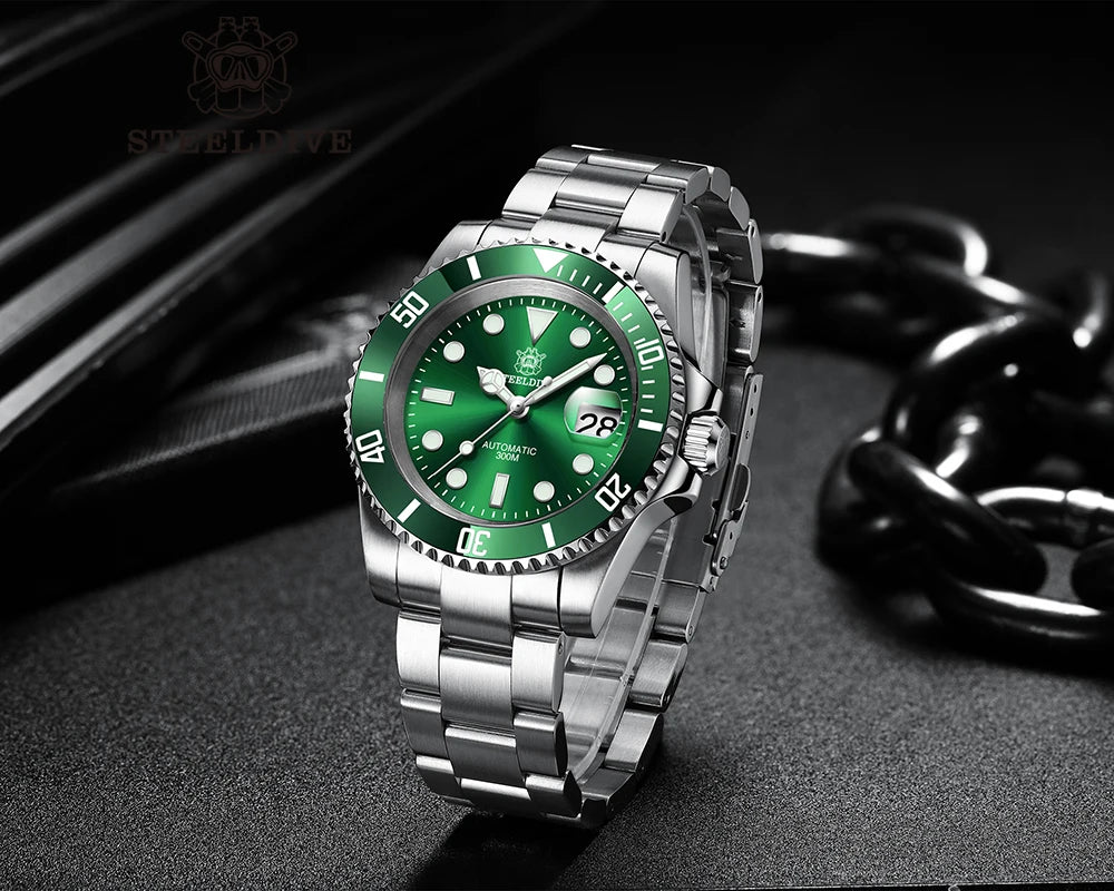 Steeldive Brand Watch SD1953 Water Ghost Diver Watch Men 300M Waterproof Sapphire Glass BGW9 Luminous NH35 Automatic Dive Watch