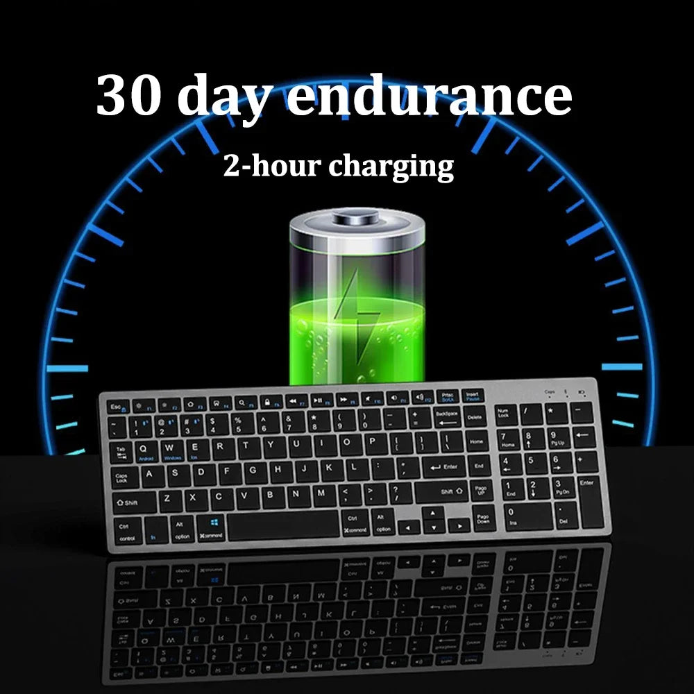Russian/Hebrew/Spanish/Portuguese/Korean Bluetooth 5.0 & 2.4G Wireless Rechargeable Keyboard For Tablet iPad PC Android IOS Win