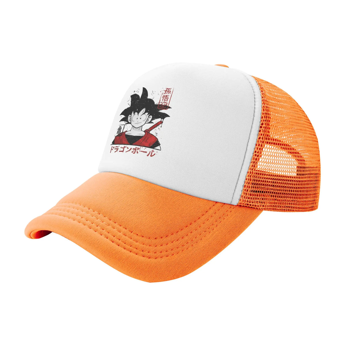 Japońska czapka z daszkiem Goku z serii Dragon Ball Z z siateczką – unisex, modne czapki przeciwsłoneczne, czapki typu snapback, czapki wędkarskie, zimowe czapki typu trucker