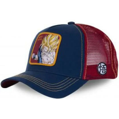 Casquette Dragon Ball Son Goku pour l'été : casquette de voyage à visière, pour homme, brodée, style hip-hop, visière pare-soleil, casquette trucker ajustable en maille