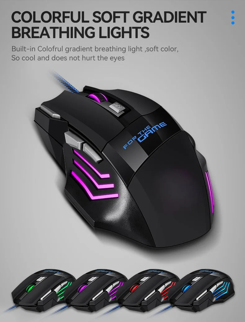 1 PC New Hyperspeed USB Gaming Mouse RGB Backlit Ergonomic Gaming Mice 7D Esports Wired Mouse for Laptop PC Gamer