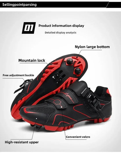 Chaussures de cyclisme unisexes à semelle rigide – Chaussures à crampons pour vélo de route 4 saisons, VTT et sports de plein air