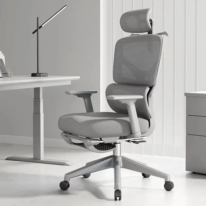Sedia da ufficio ergonomica in rete con supporto lombare 6D, sedia da computer con schienale alto, sedia da scrivania reclinabile regolabile con poggiapiedi