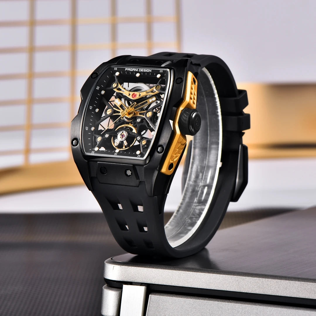 PAGANI DESIGN New Men's Watch Luxury Sapphire Crystal Stainless Steel Automatic Mechanical Watch Business Casual Skeleton Dial