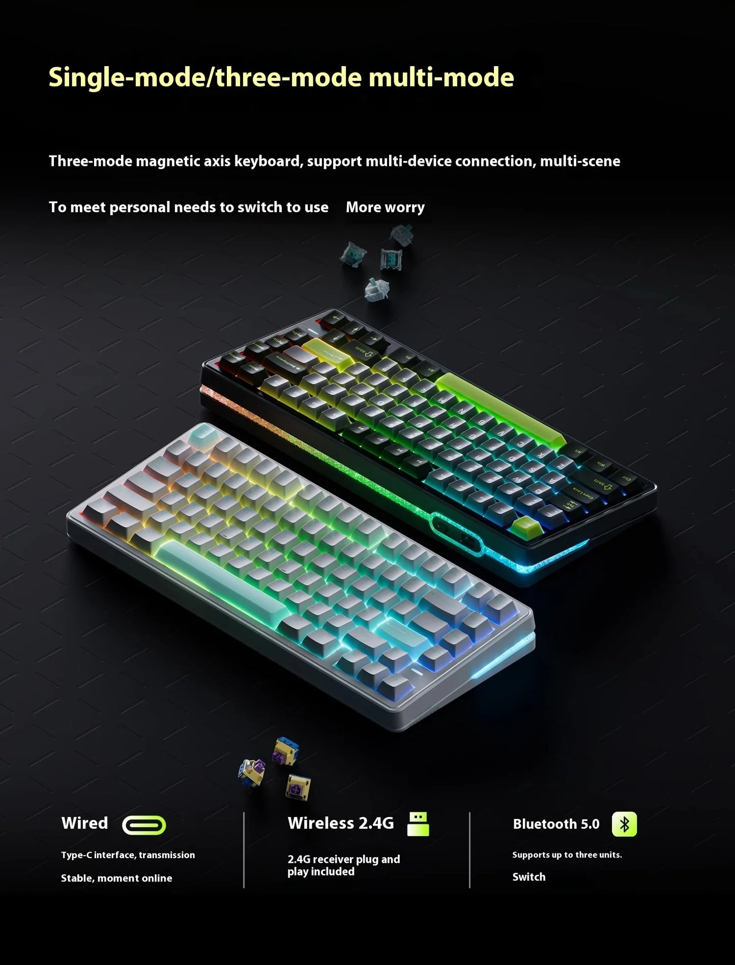 Vgn Neon 75 Mechanical Keyboard Tri Mode E-Sports Magnetic Switch Game Keyboard 75% Hot Swap 8000mah For Pc Accessory Customized