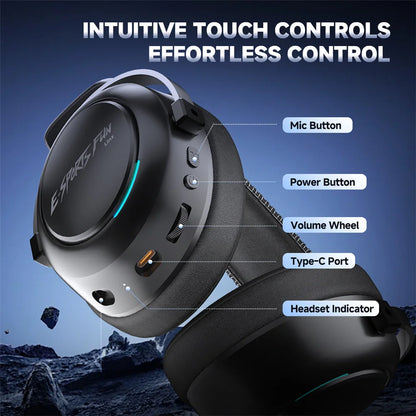 HaaYot Professional Wireless Gaming Headset Bluetooth 6.0 with 7.1 Surround Sound, Low Latency 15ms Gaming Headphones with Mic for PC PS5 Switch Mobile