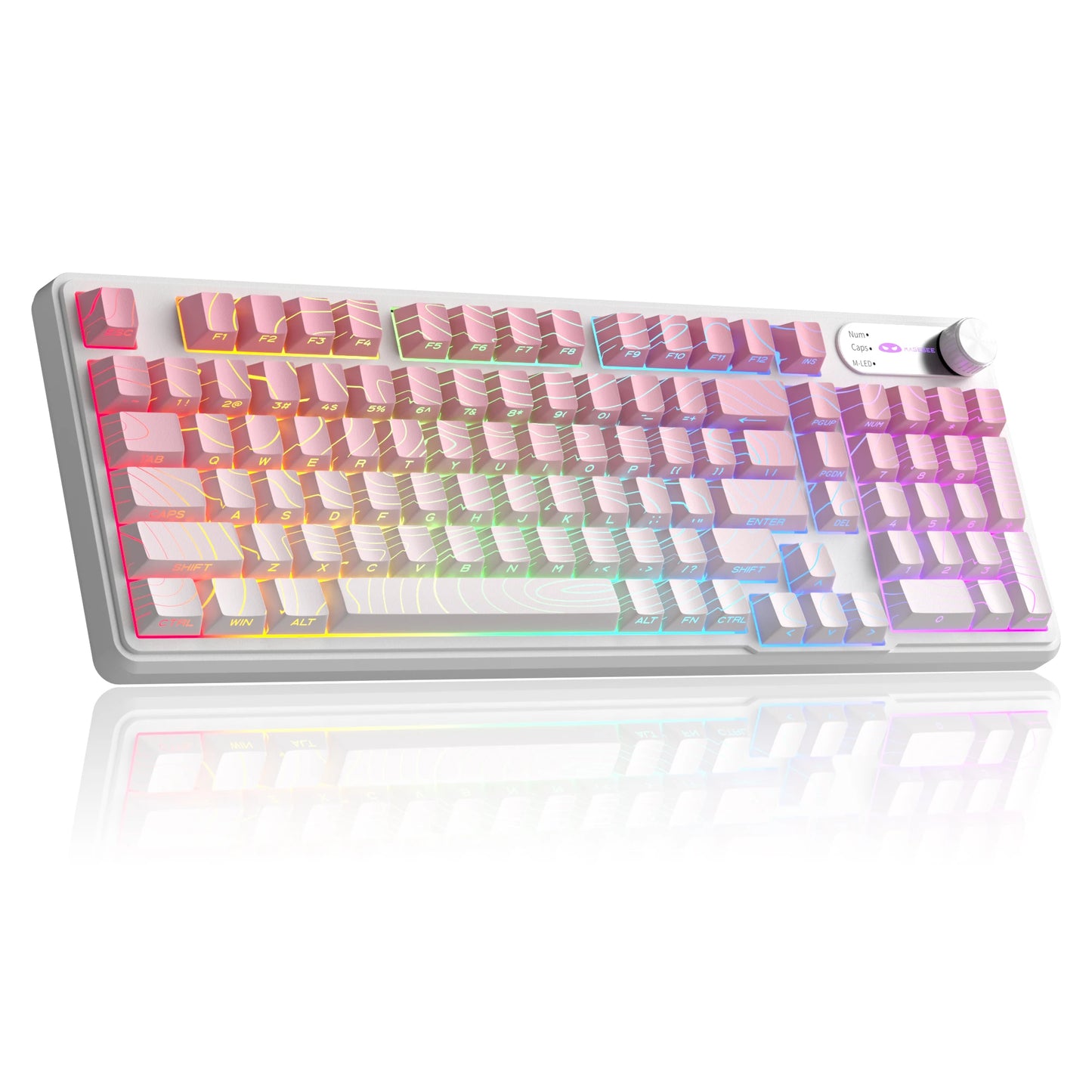 Magegee Gk960 Membrane Keyboard Wireless 2.4g Bt 98 Keys Abs Side Engraved Keycaps Adjustable Rgb Lights for Office Game Windows